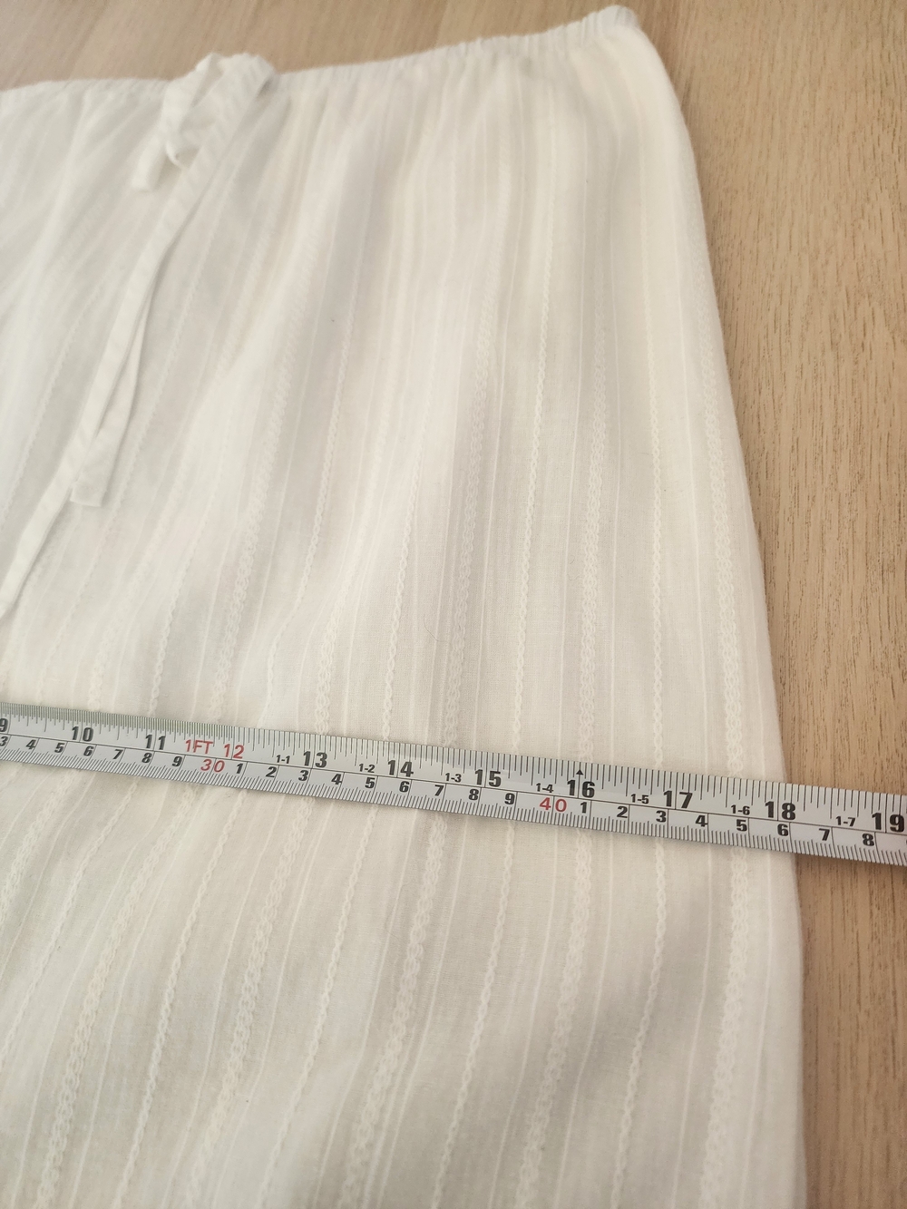 White 100% Cotton Lace Trim Dobby Midi Maxi Skirt Small Boho Fairy Cottagecore - Picture 12 of 16